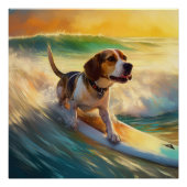 Poster Tableau de surf de plage beagle (Devant)