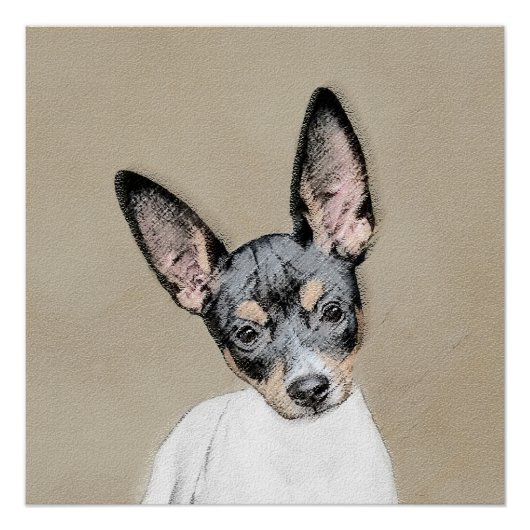 Poster Tableau Rat Terrier - Cute Original Chien Art (Devant)