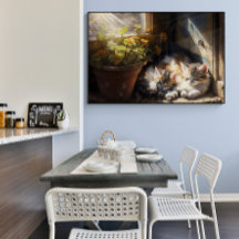 Tableaux de chatons dans le jardin Peinture à l'hu