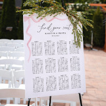 Tableaux de mariage élégants rose poudré avec noeu