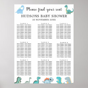 Poster Tableaux de Siège pour Baby Shower avec Petit Dino