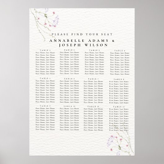 Poster Tableaux de sièges de fleurs aquarelles minimalist (Devant)