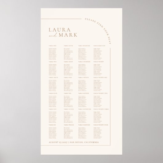 Poster Tableaux de sièges de mariage minimal moderne pour (Devant)