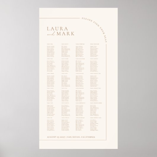 Poster Tableaux de sièges de mariage minimal moderne pour (Devant)