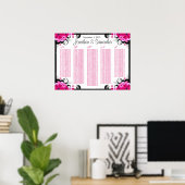 Poster Tableaux de sièges Fuchsia Floral Mariage blanc (Bureau à domicile)