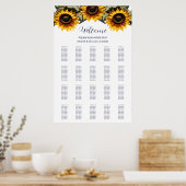 Poster Tableaux de sièges mariages de tournesols Jaune (Cuisine)