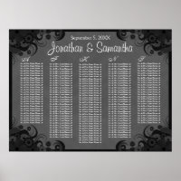 Tableaux de sièges pour Mariage floral noir et gri