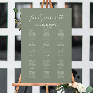 Poster Tables de 12 en Vert Sauge Trouvez Votre Place Pla