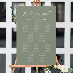 Poster Tables de couleur vert sauge 10 Places assises de
