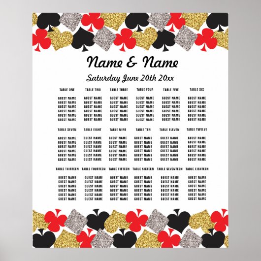 Poster Tables de mariage Vegas Casino 18 tables assises (Devant)