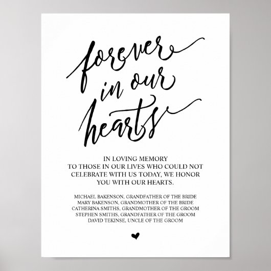 Poster Tablette commémorative de mariage à jamais dans no (Devant)
