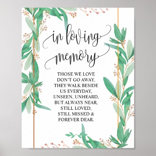 Poster Tableur de mémorial de mariage v2 en souvenir affe (Devant)