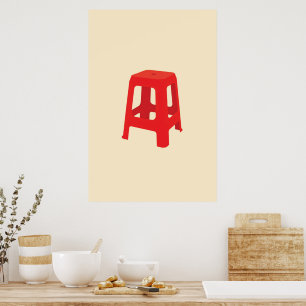 Poster Tabouret en plastique rouge