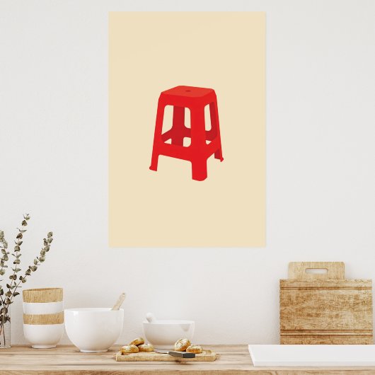 Poster Tabouret en plastique rouge (Cuisine)