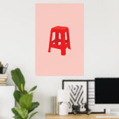 Poster Tabouret en plastique rouge (Bureau à domicile)