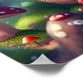 Poster Tabourets toadstools dans la forêt - bonne chance (Coin)