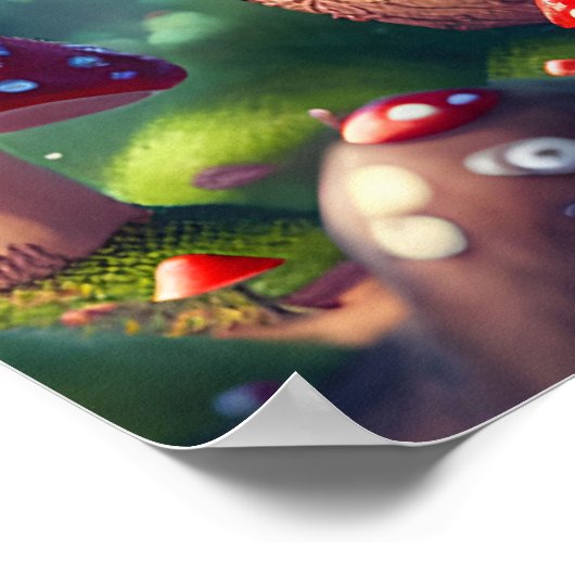 Poster Tabourets toadstools dans la forêt - bonne chance (Coin)