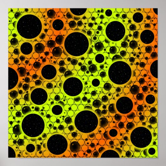 Poster Taches de bulle spatiale - Citron/Orange (Devant)