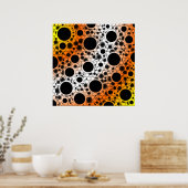 Poster Taches de bulle spatiale - Jaune/Orange/Blanc (Cuisine)