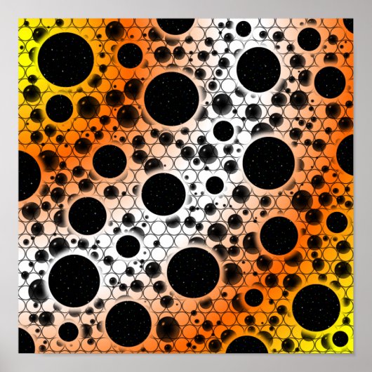 Poster Taches de bulle spatiale - Jaune/Orange/Blanc (Devant)