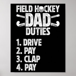 Poster Tâches de papa de hockey sur gazon Papa d'un joueu