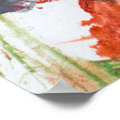 Poster Taches d'encre sur papier blanc abstrait, acryliqu (Coin)