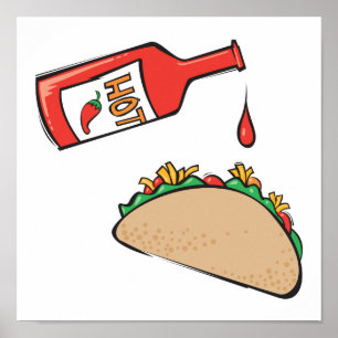 Poster taco avec sauce chaude