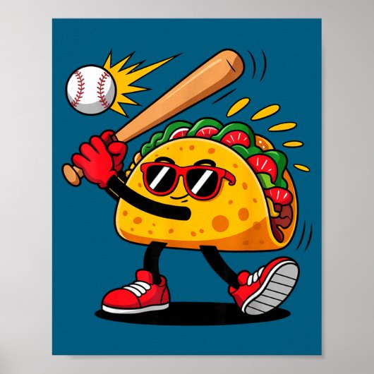 Poster Taco baseball mexican cinco de mayo men kids  (Devant)