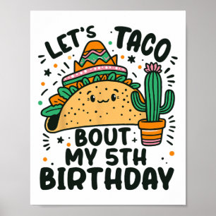 Poster Taco Bout My 5th Birthday Mexican Party Boys