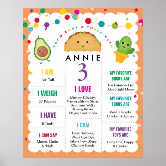 Poster Taco Bout, trois-Esta Anniversaire 3 ans (Devant)