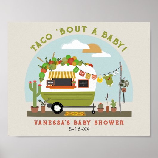 Poster Taco Bout Un Bébé Camper Baby shower neutre (Devant)