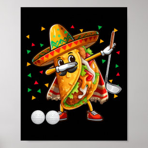Poster Taco Dabbing jouant au golf Joueur Cinco De Mayo M