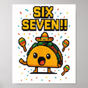 Poster Taco drôle de joueur Six Sept Cinco De Mayo 67 Mex