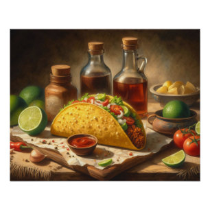 Poster Taco Still Life Vintage inspiré