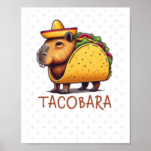 Poster Tacobara Capybara Dans Un Autocollant Costume Taco
