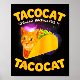 Poster Tacocat écrit à l'envers est tacocat chat mème tac