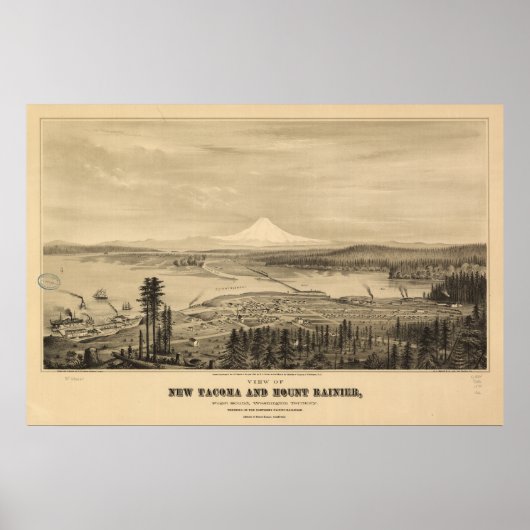 Poster Tacoma & Mount Rainier, 1878 Imprimer (Devant)
