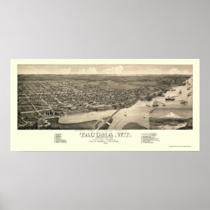 Poster Tacoma, WA Carte panoramique - 1884