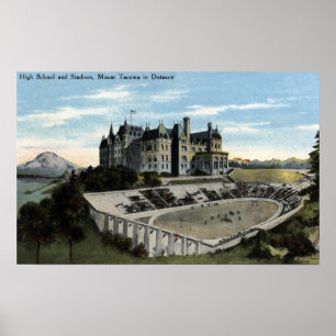 Poster Tacoma, Washington - Vue du lycée