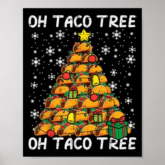 Poster Tacos Christmas Tree Funny Xmas Foodie Mexican Men (Devant)