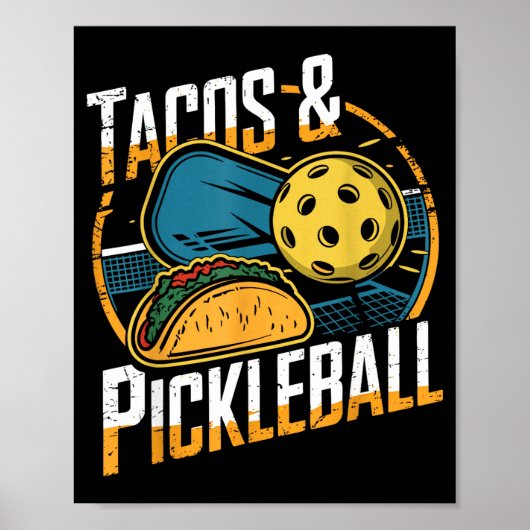 Poster Tacos et pickleball drôle pickle ball (Devant)