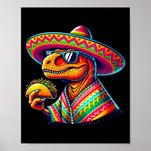Poster Tacosaurus taco dinosaure cinco de mayo mexicainTa (Devant)