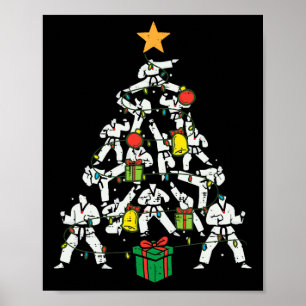 Poster Taekwondo Arbre de Noël Xmas Arts Martiaux Karaté