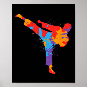 Poster Taekwondo Colorée Arts Martiaux Enfants Hommes Gar