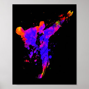 Poster Taekwondo Jiu Jitsu Paint Splatters Kids Jujitsu J