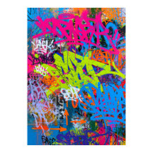 Tags de graffiti bleu, vert citron et rose vif