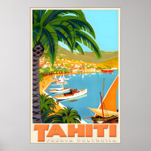 Poster Tahiti Polynésie française Groupe au vent Îles de