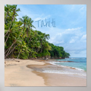 Poster Tahiti Sand Beach Ciel bleu Palmiers