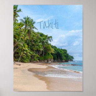 Poster Tahiti Sand Beach Ciel bleu Palmiers