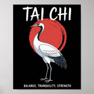 Poster Tai Chi Qigong Grue Arts Martiaux Yoga Méditation